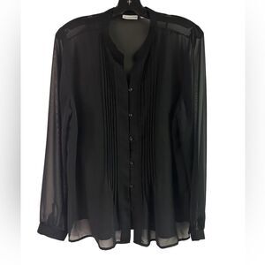 NWT Liz Claiborne Black 2 PC Sheer Top with Tank Size L